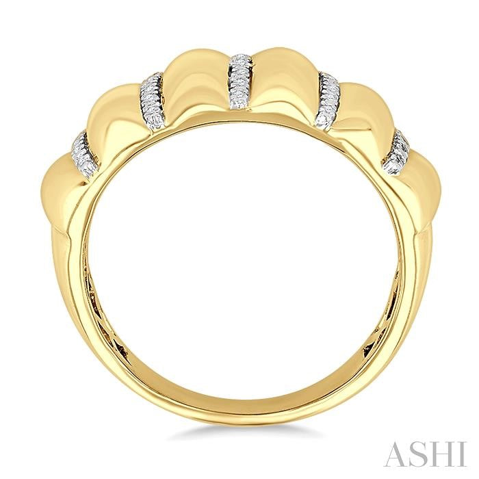 ASHI Gold Vermeil Bold Ribbed Diamond Fashion Wide Band 85798PPSSSLRG-GV