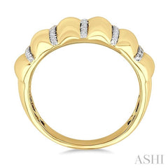 ASHI Gold Vermeil Bold Ribbed Diamond Fashion Wide Band 85798PPSSSLRG-GV