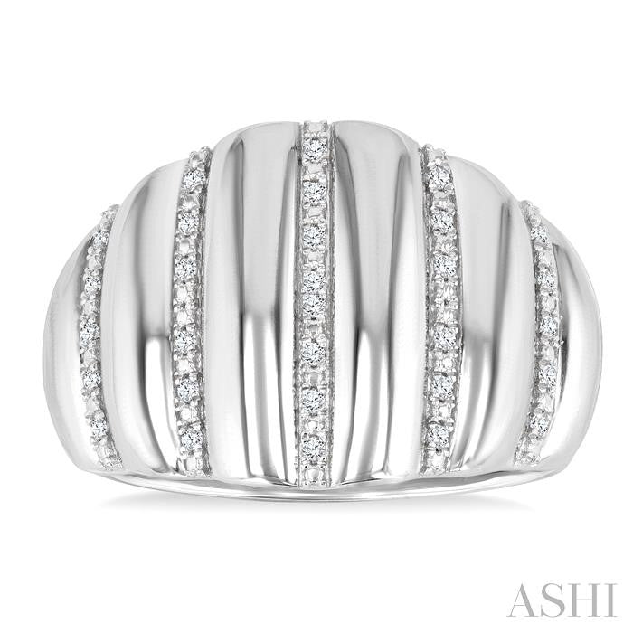 ASHI Silver Bold Ribbed Diamond Fashion Wide Band 85798PPSSSLRG