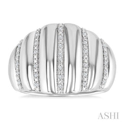 ASHI Silver Bold Ribbed Diamond Fashion Wide Band 85798PPSSSLRG