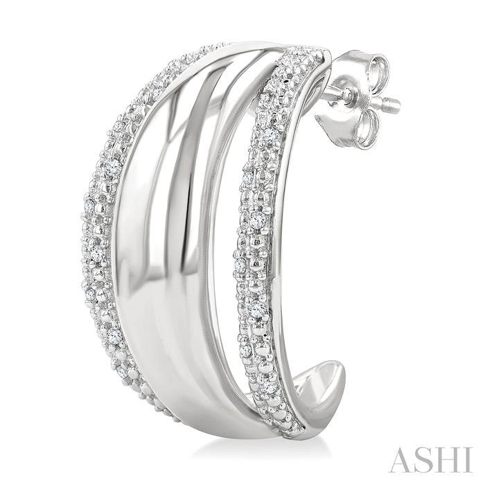 ASHI Silver Bold Diamond Half Hoop Earrings 85878PPSSSLER