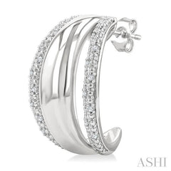 ASHI Silver Bold Diamond Half Hoop Earrings 85878PPSSSLER