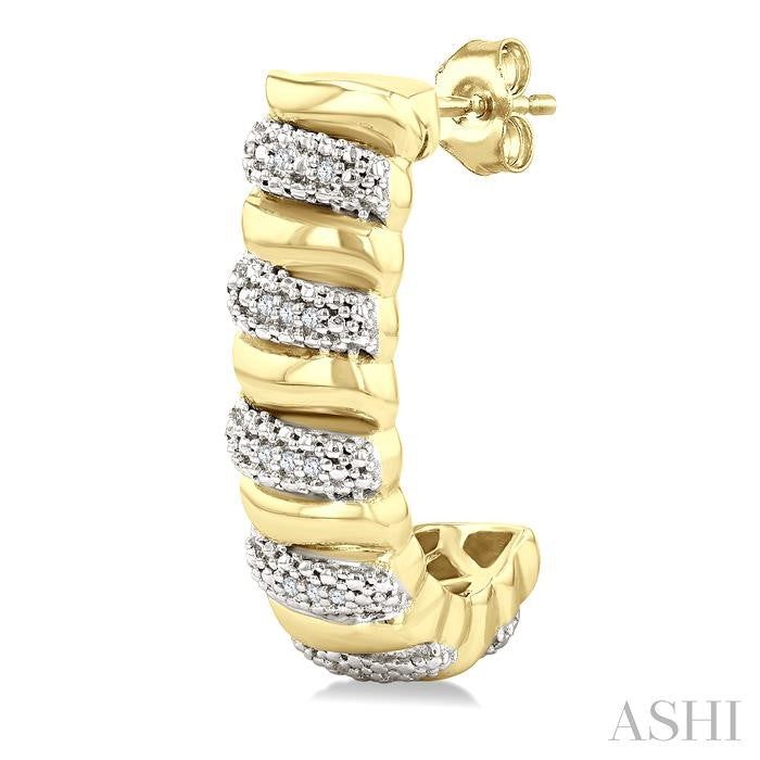 ASHI Gold Vermeil Bold Ribbed Diamond Half Hoop Earrings 85898PPSSSLER-GV