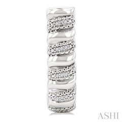 ASHI Silver Bold Ribbed Diamond Half Hoop Earrings 85898PPSSSLER
