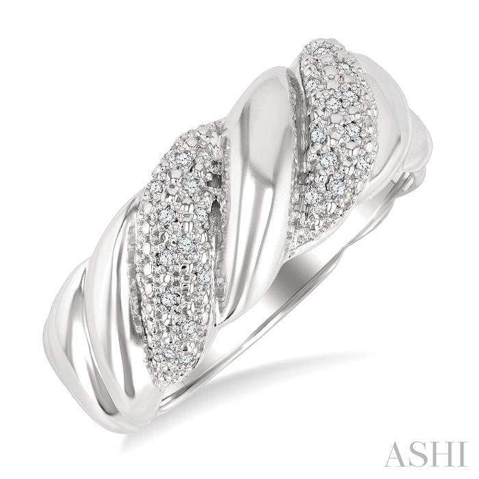 ASHI Silver Bold Ribbed Diamond Fashion Band 85898PPSSSLRG