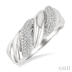 ASHI Silver Bold Ribbed Diamond Fashion Band 85898PPSSSLRG