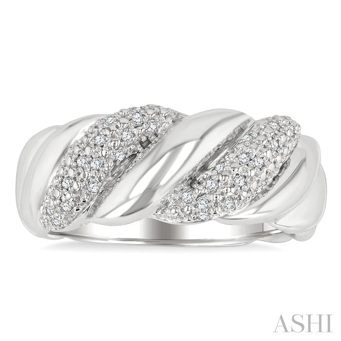 ASHI Silver Bold Ribbed Diamond Fashion Band 85898PPSSSLRG