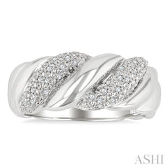 ASHI Silver Bold Ribbed Diamond Fashion Band 85898PPSSSLRG