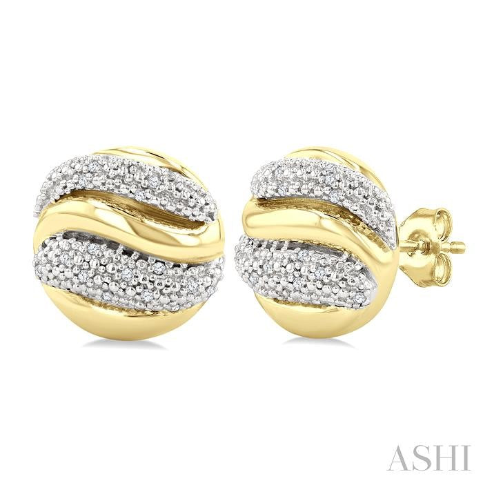 ASHI Gold Vermeil Bold Ribbed Diamond Fashion Earrings 85908PPSSSLER-GV
