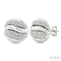 ASHI Silver Bold Ribbed Diamond Fashion Earrings 85908PPSSSLER