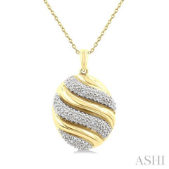 ASHI Gold Vermeil Bold Ribbed Diamond Fashion Pendant 85908PPSSSLPD-GV