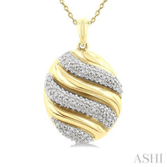 ASHI Gold Vermeil Bold Ribbed Diamond Fashion Pendant 85908PPSSSLPD-GV