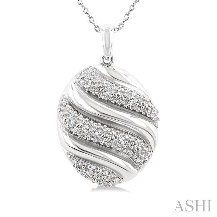 ASHI Silver Bold Ribbed Diamond Fashion Pendant 85908PPSSSLPD