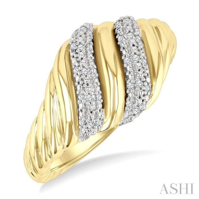 ASHI Gold Vermeil Bold Ribbed Diamond Fashion Band 85908PPSSSLRG-GV