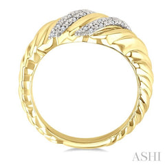 ASHI Gold Vermeil Bold Ribbed Diamond Fashion Band 85908PPSSSLRG-GV