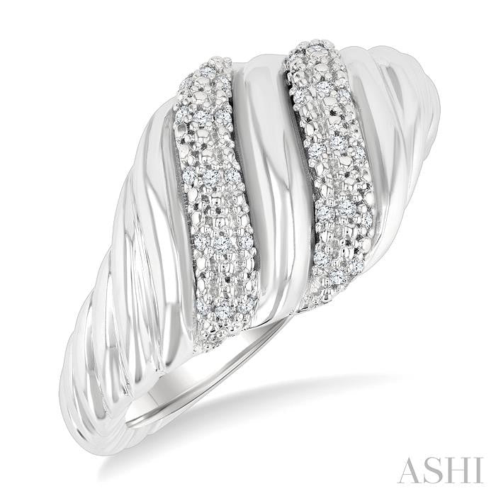 ASHI Silver Bold Ribbed Diamond Fashion Band 85908PPSSSLRG
