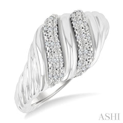 ASHI Silver Bold Ribbed Diamond Fashion Band 85908PPSSSLRG