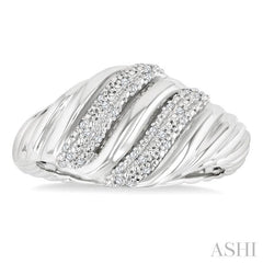 ASHI Silver Bold Ribbed Diamond Fashion Band 85908PPSSSLRG