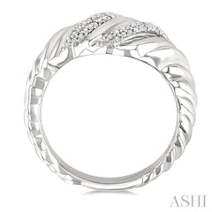ASHI Silver Bold Ribbed Diamond Fashion Band 85908PPSSSLRG