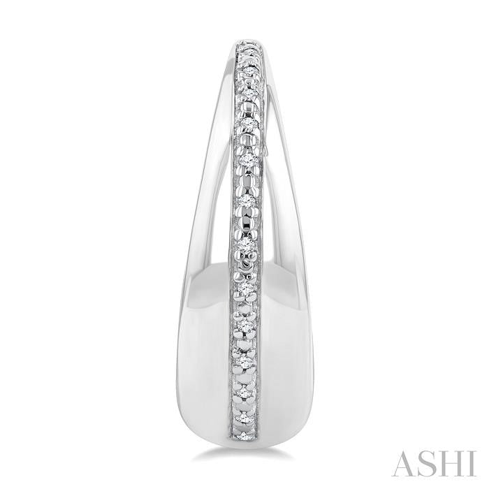 ASHI Silver Bold Diamond Hoop Earrings 85929PPSSSLER