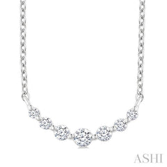 ASHI Silver Graduated Petite Diamond Fashion Smile Necklace 85948PPSGSLPD