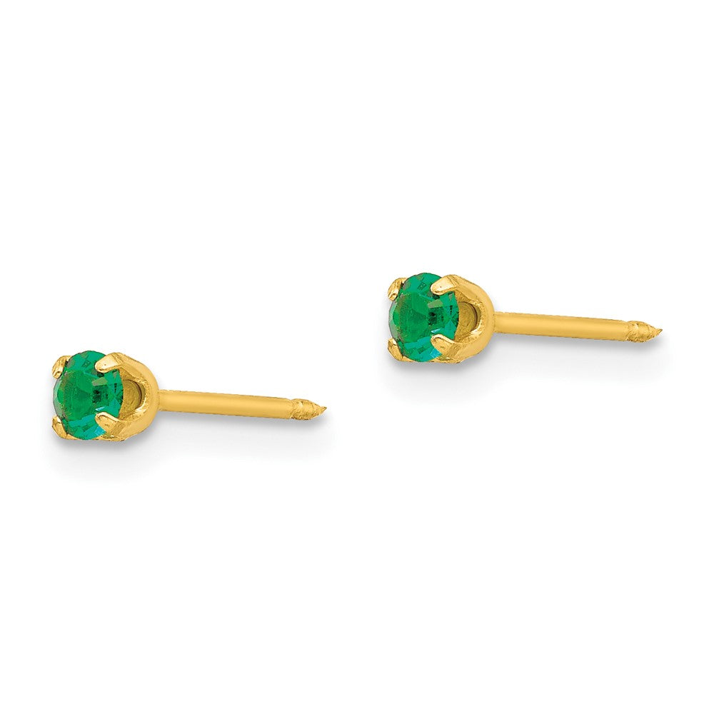 85E Inverness 24k Plated May Green Crystal Birthstone Earrings