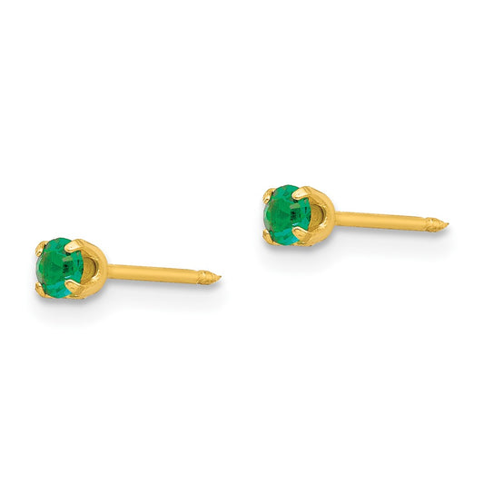 85E Inverness 24k Plated May Green Crystal Birthstone Earrings