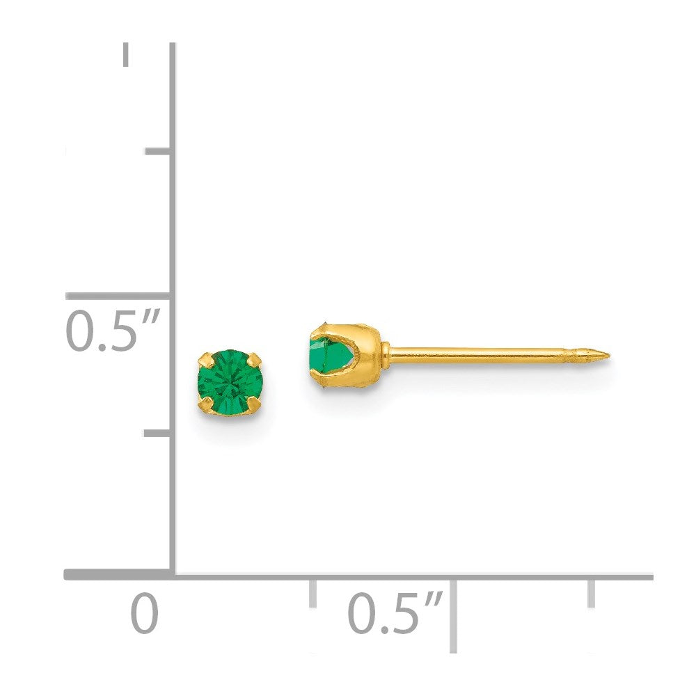 85E Inverness 24k Plated May Green Crystal Birthstone Earrings