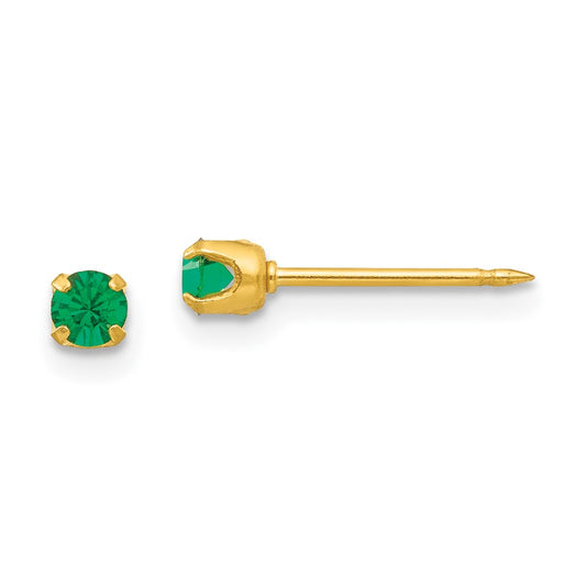 85E Inverness 24k Plated May Green Crystal Birthstone Earrings