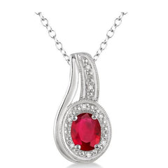 Parkplace Jewelers Silver Oval Shape Gemstone & Diamond Pendant 88679PPSSRBSLPD