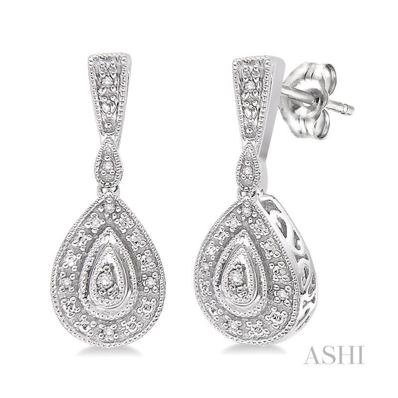 ASHI Silver Pear Shape Diamond Earrings 86029PPSSSLER