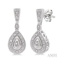 ASHI Silver Pear Shape Diamond Earrings 86029PPSSSLER