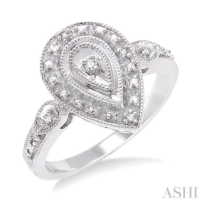 ASHI Silver Pear Shape Diamond Ring 86029PPSSSLRG