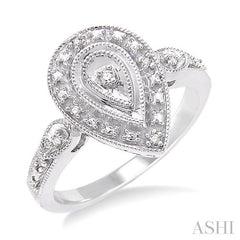 ASHI Silver Pear Shape Diamond Ring 86029PPSSSLRG