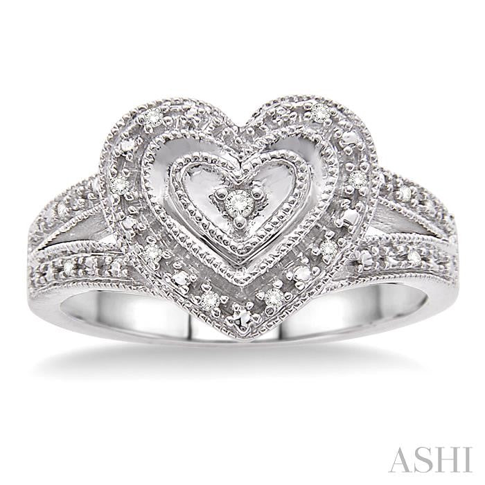 ASHI Silver Heart Shape Diamond Fashion Ring 86059PPSSSLRG