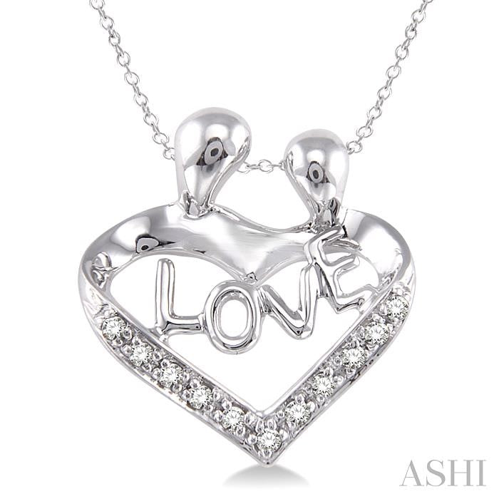 ASHI Silver Heart Shape Mom & Child Diamond Fashion Pendant 86339PPSSSLPD