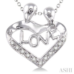 ASHI Silver Heart Shape Mom & Child Diamond Fashion Pendant 86339PPSSSLPD