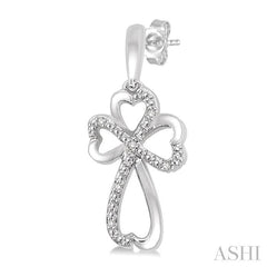 ASHI Silver Cross & Heart Shape Diamond Fashion Earrings 86349PPSSSLER