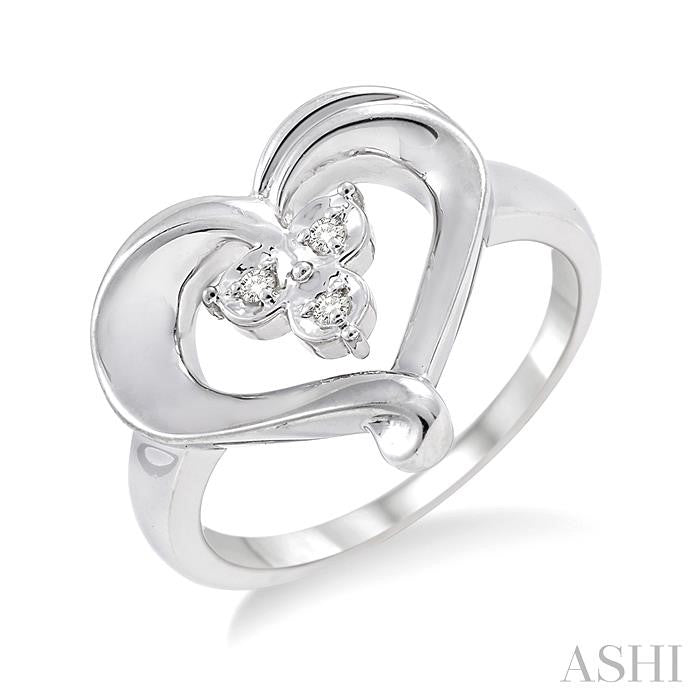 ASHI Silver Heart Shape Diamond Fashion Ring 86459PPSSSLRG