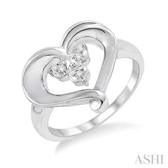 ASHI Silver Heart Shape Diamond Fashion Ring 86459PPSSSLRG