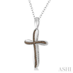 ASHI Silver Cross Champagne Diamond Fashion Pendant 86817PPSBSLPD