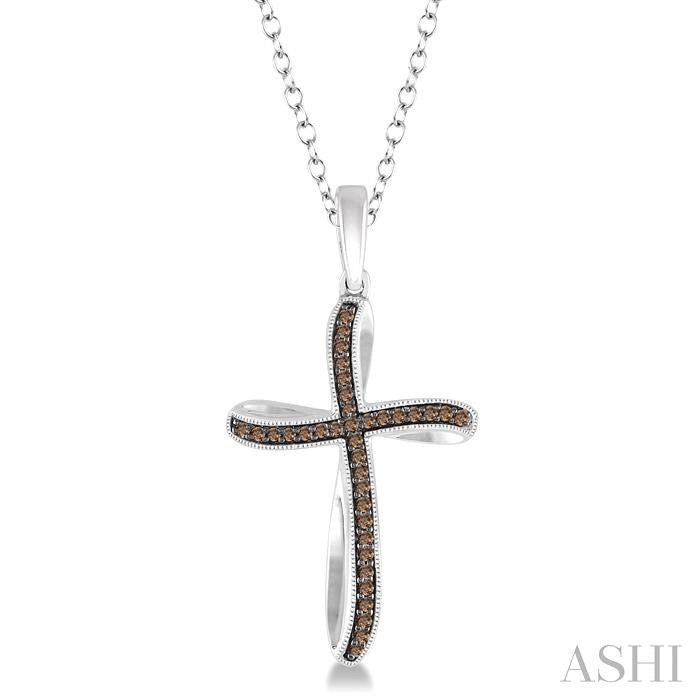 ASHI Silver Cross Champagne Diamond Fashion Pendant 86817PPSBSLPD
