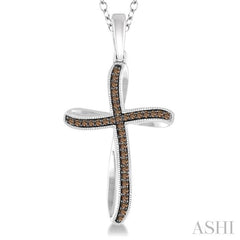 ASHI Silver Cross Champagne Diamond Fashion Pendant 86817PPSBSLPD