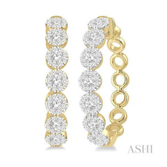 ASHI Lovebright Essential Diamond Hoop Earrings 905A1PPFGERYW