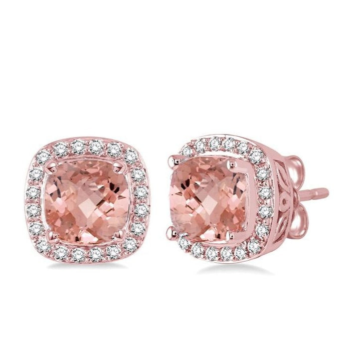 Parkplace Jewelers Cushion Shape Gemstone & Halo Diamond Earrings 61826PPFNERMOPG