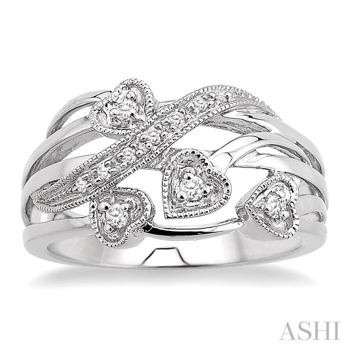 ASHI Silver Heart Shape Diamond Fashion Ring 87179PPSSSLRG
