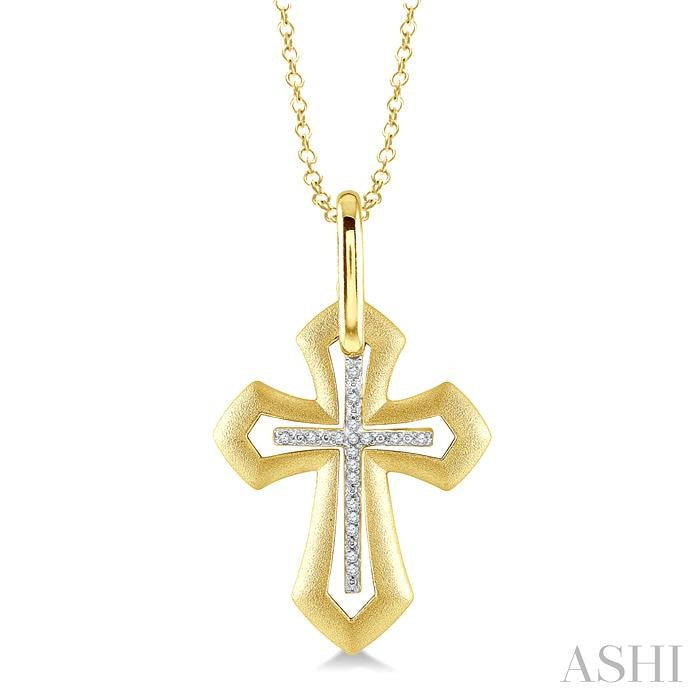 ASHI Gold Vermeil Cross Diamond Fashion Pendant 87609PPSSSLPD-GV