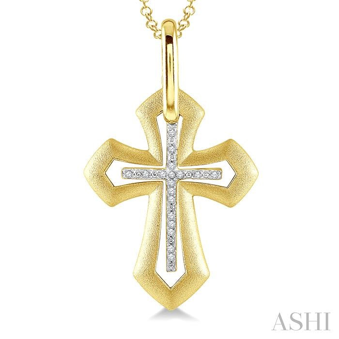 ASHI Gold Vermeil Cross Diamond Fashion Pendant 87609PPSSSLPD-GV