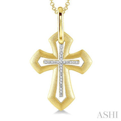 ASHI Gold Vermeil Cross Diamond Fashion Pendant 87609PPSSSLPD-GV