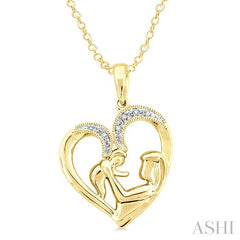 ASHI Gold Vermeil Heart Shape Mom & Child Diamond Fashion Pendant 87809PPSSSLPD-GV